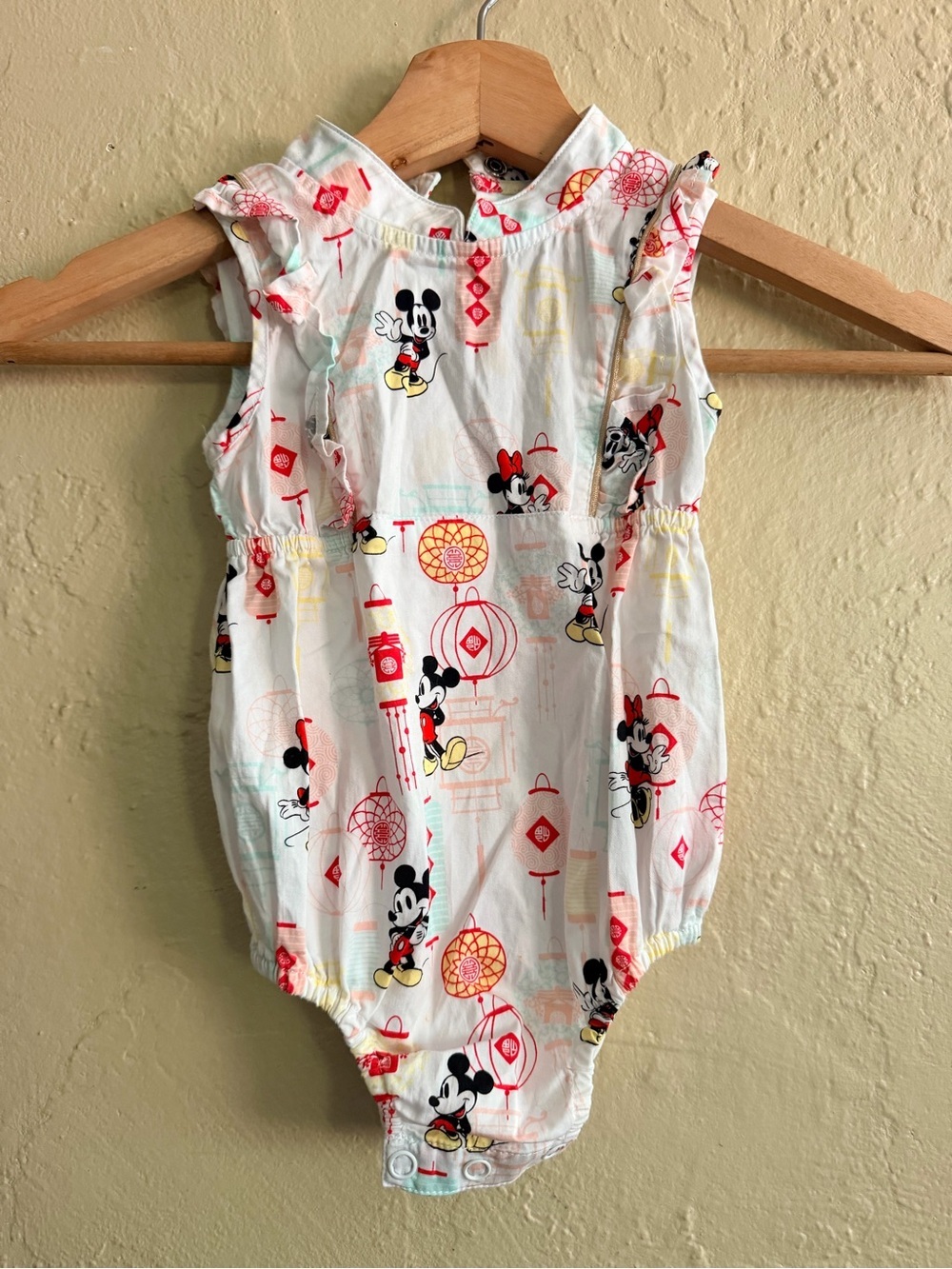 Minnie & Mickey White Cotton Baby One-Piece Romper